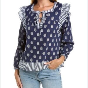 NWT Vineyard Vines Fleur De Leaf Quilted Blouse